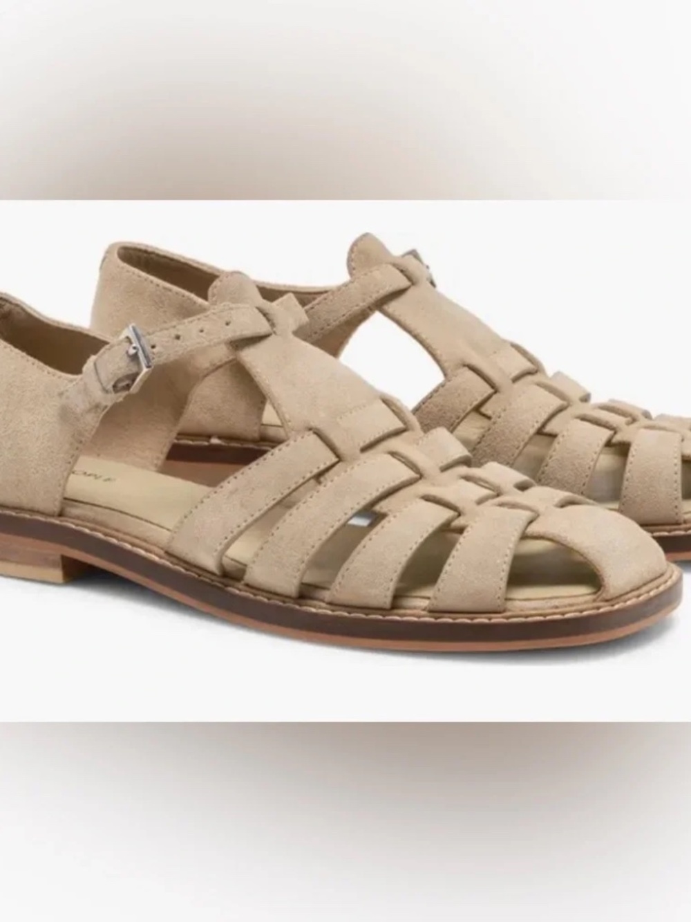 Free People Willow Fisherman Sandal (Women) Color: Oiled Suede/Beige Sz 8.0